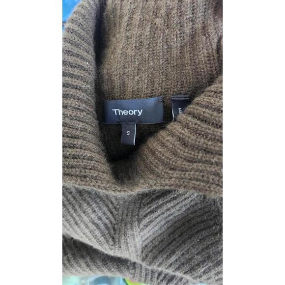Theory Sweater Womens Small Brown 100% Cashmere Moving Rib Turtleneck Pullover - Picture 6 of 7